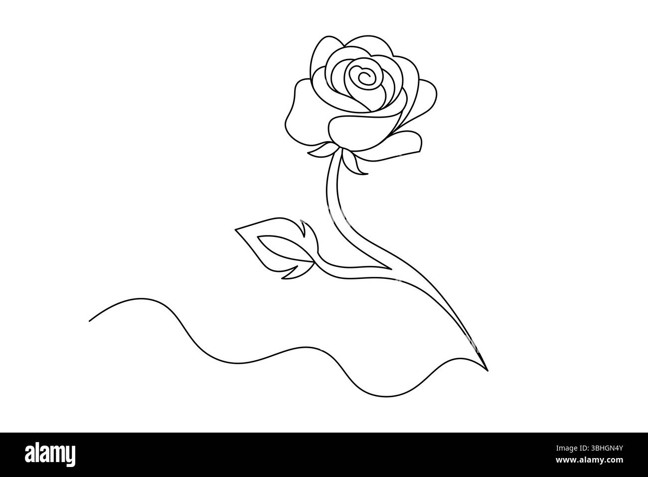 Fleur de rose dessin de ligne continue élégant une ligne Art d'une rose minimaliste. vecteur Illustration de Vecteur