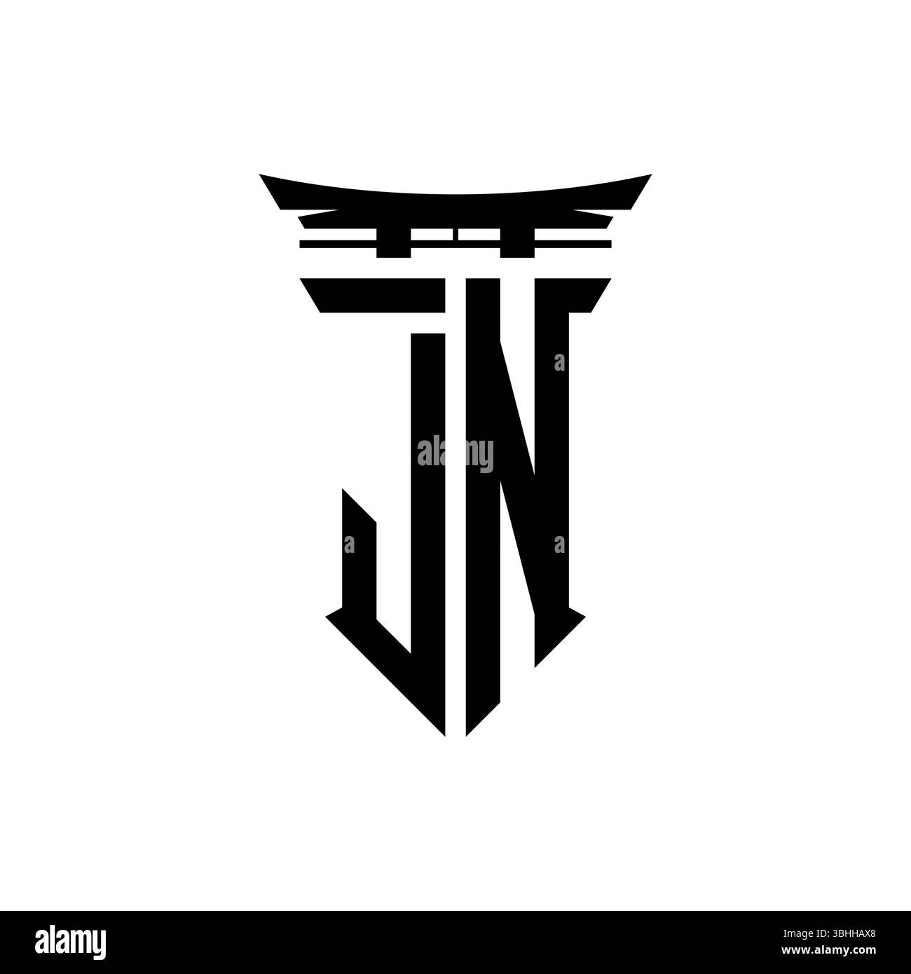 Logo monogramme initial avec design géométrique moderne de style japonais Torii Gate en arrière-plan isolé, logo géométrique minimaliste de style japonais. Illustration de Vecteur