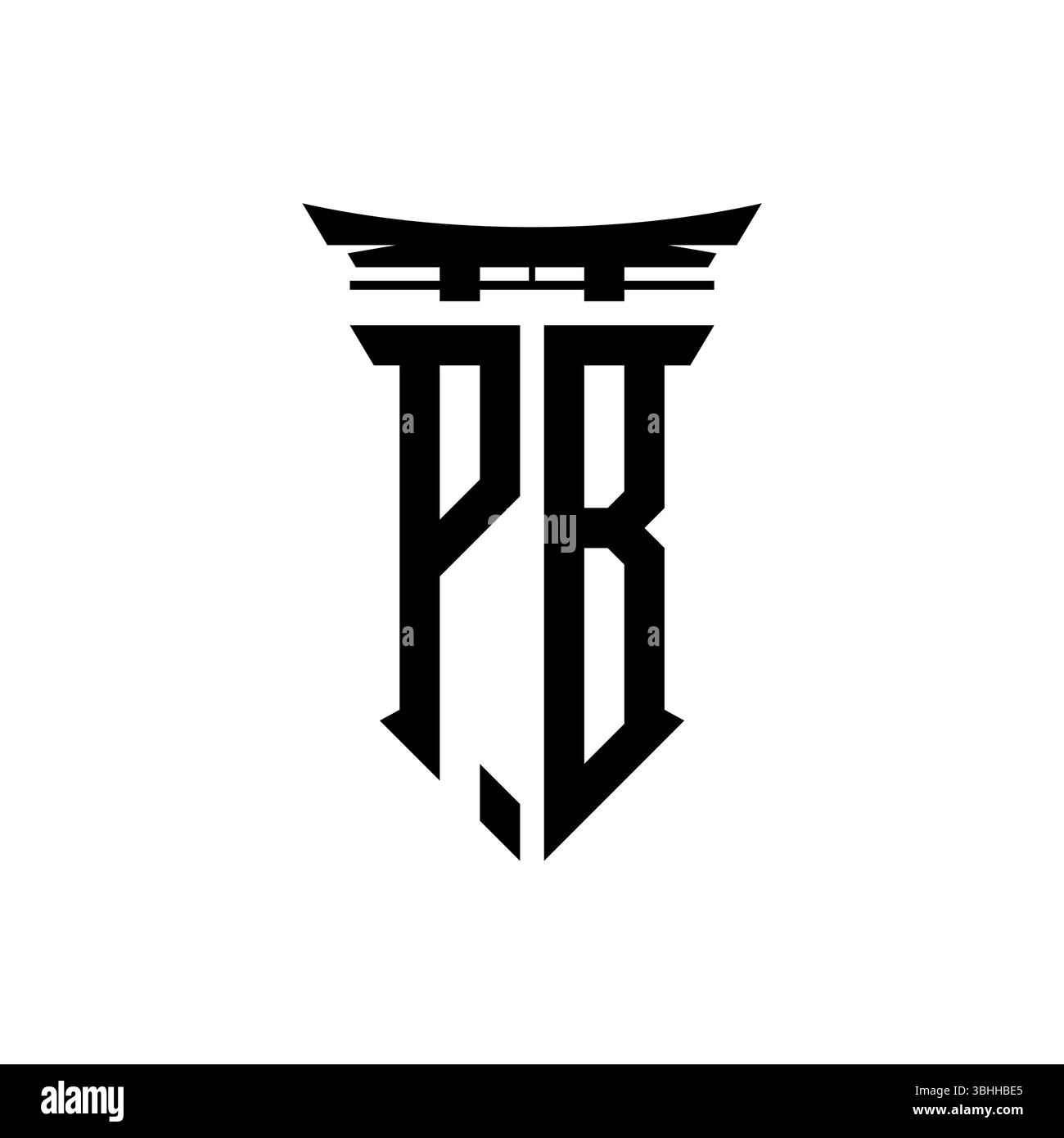 Logo monogramme initial avec design géométrique moderne de style japonais Torii Gate en arrière-plan isolé, logo géométrique minimaliste de style japonais. Illustration de Vecteur