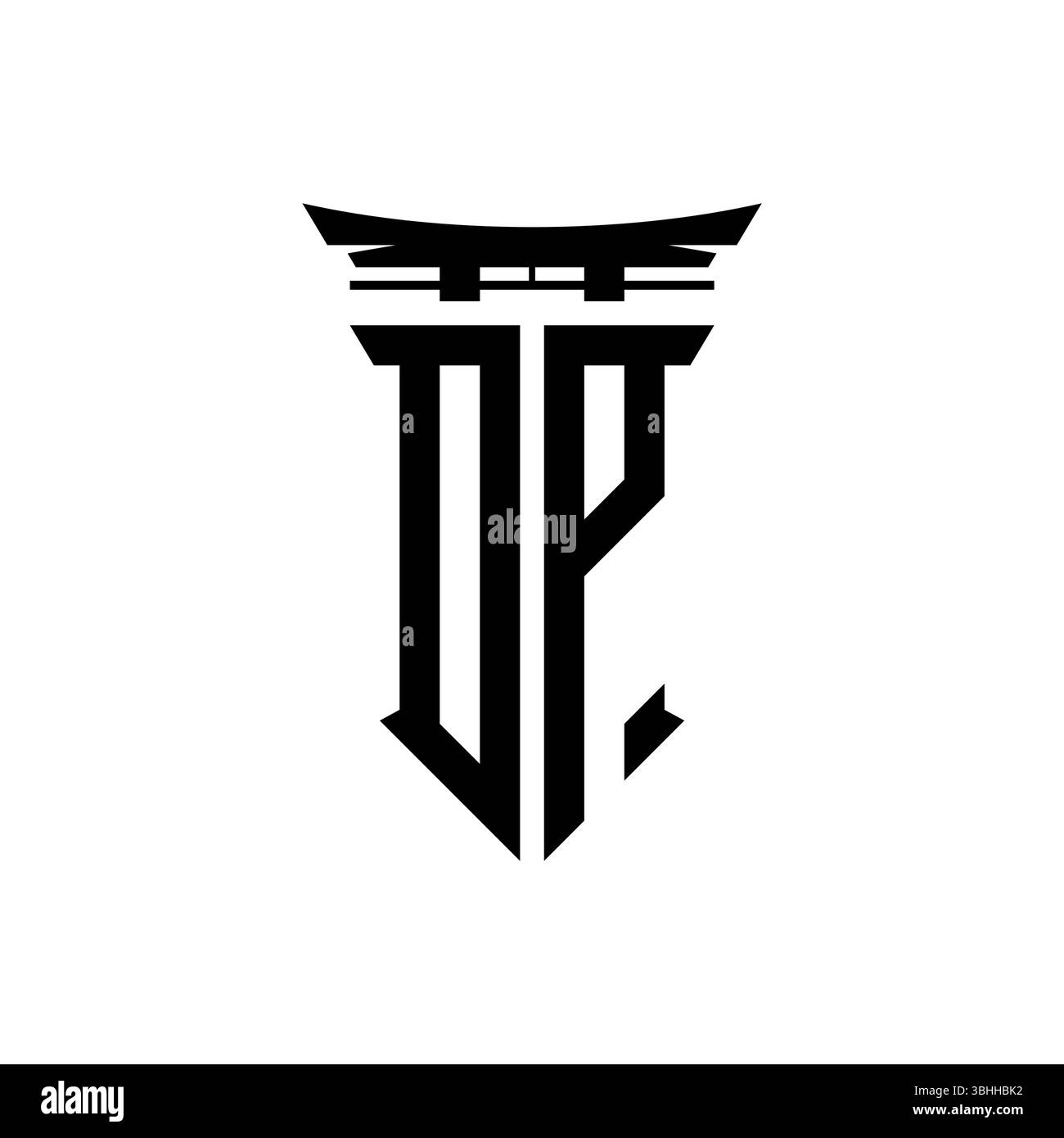 Logo monogramme initial avec design géométrique moderne de style japonais Torii Gate en arrière-plan isolé, logo géométrique minimaliste de style japonais. Illustration de Vecteur