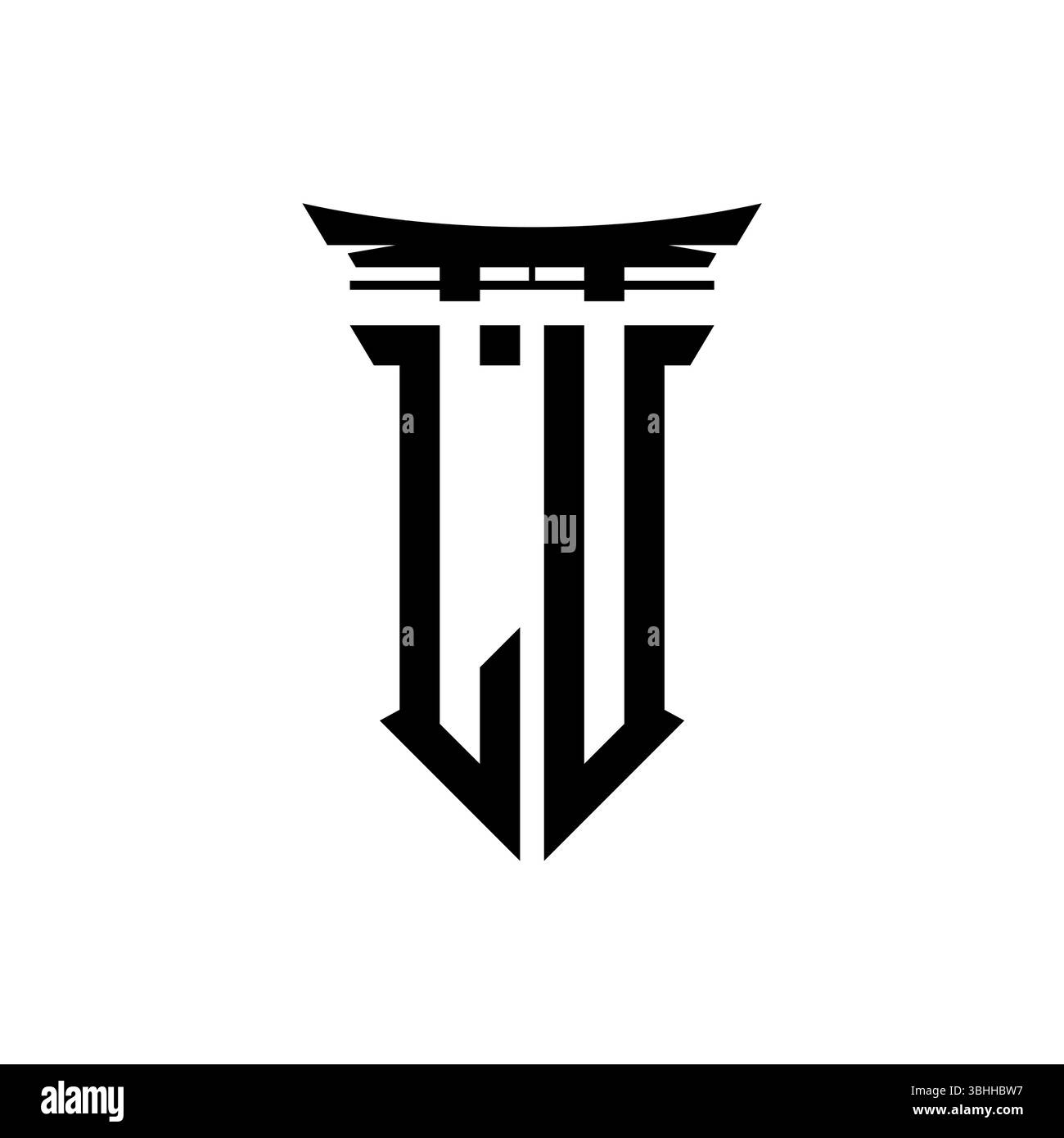 Logo monogramme initial avec design géométrique moderne de style japonais Torii Gate en arrière-plan isolé, logo géométrique minimaliste de style japonais. Illustration de Vecteur