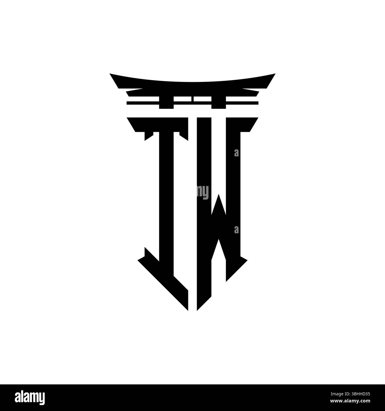 Logo monogramme initial avec design géométrique moderne de style japonais Torii Gate en arrière-plan isolé, logo géométrique minimaliste de style japonais. Illustration de Vecteur