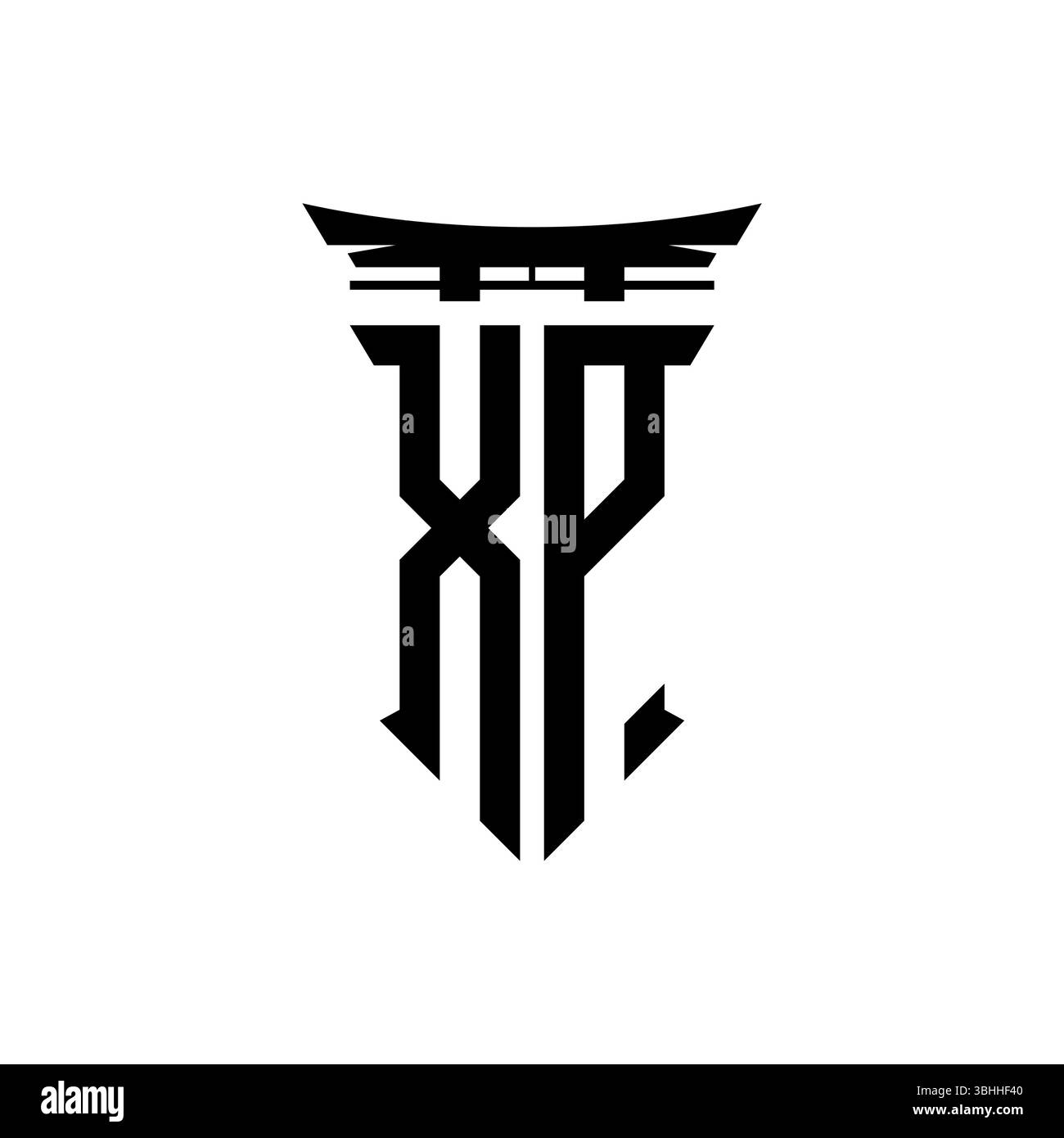 Logo monogramme initial avec design géométrique moderne de style japonais Torii Gate en arrière-plan isolé, logo géométrique minimaliste de style japonais. Illustration de Vecteur