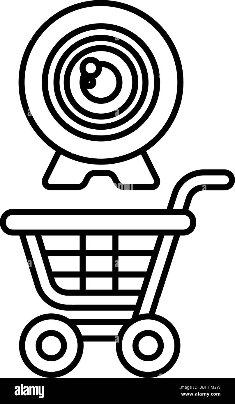 Un panier d'achat avec une caméra attachée à lui. La caméra est placée sur le chariot, et le chariot est positionné devant un autre chariot Illustration de Vecteur Un panier d'achat avec une caméra attachée à lui. La caméra est placée sur le chariot, et le chariot est positionné devant un autre chariot Illustration de Vecteur