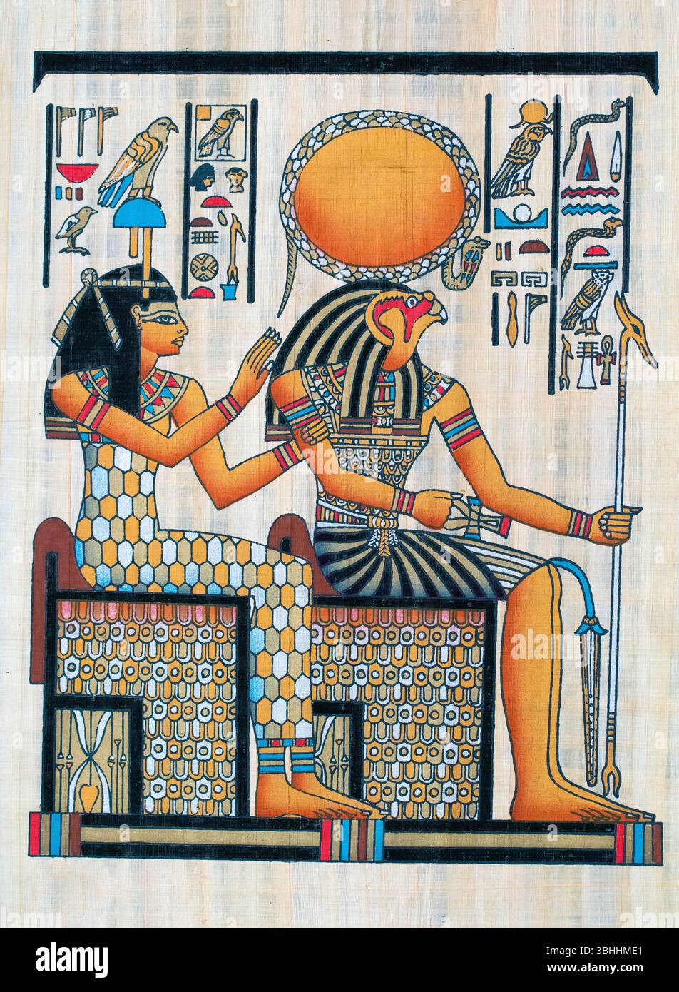 Dieux égyptiens sur Papyrus (réplique moderne) Banque D'Images