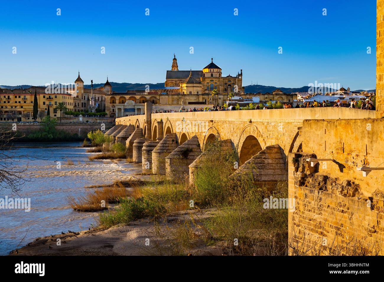 Pont romain et cathédrale de la mosquée de Cordoue, Andalousie, Espagne Banque D'Images
