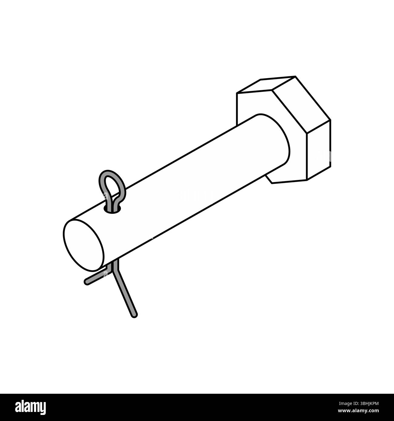Goupille avec goupille fendue isolée signe. Connexion de gréement Illustration de Vecteur