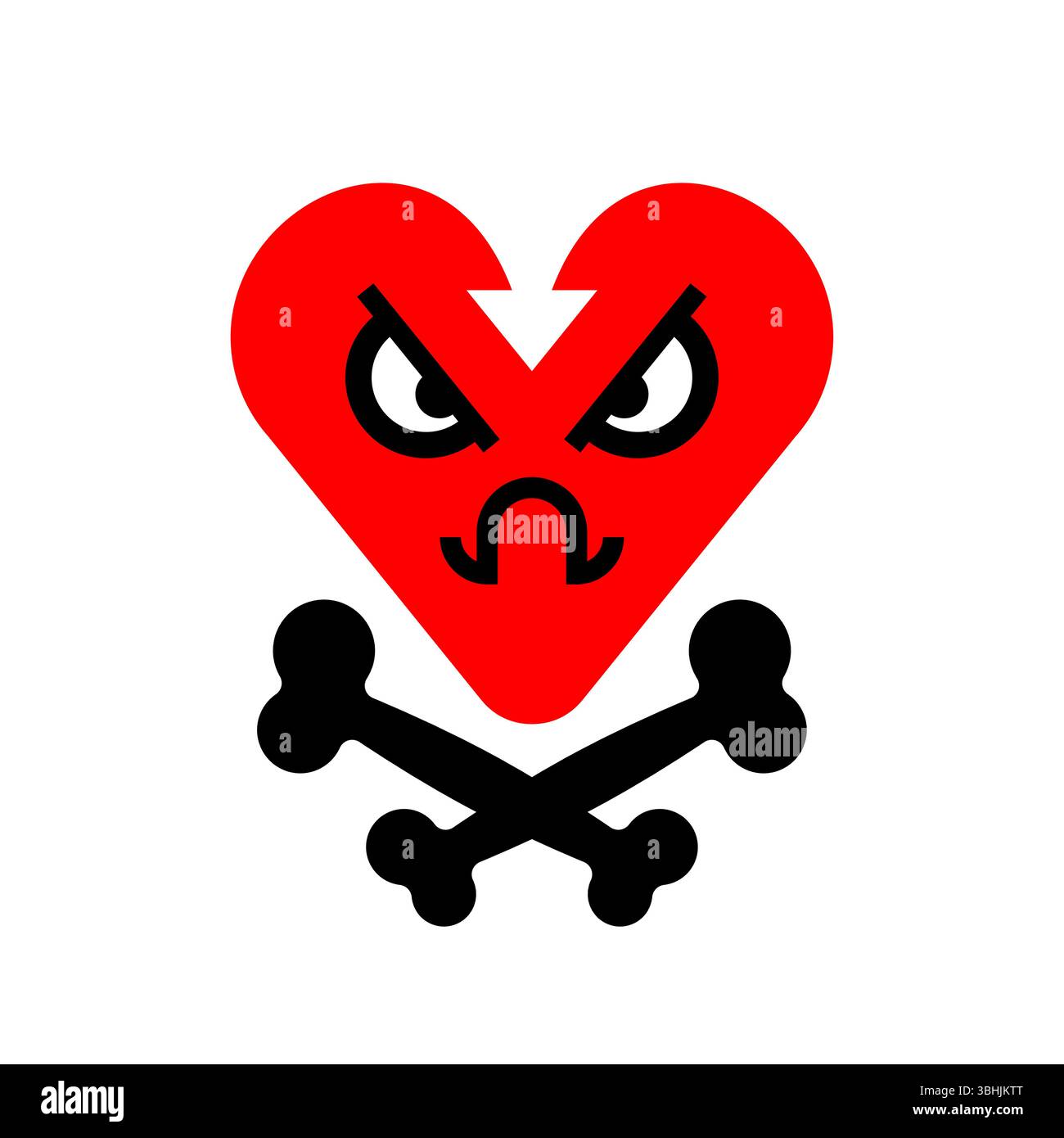 Symbole cœur brisé maléfique. Signe d'amour déçu. Illustration de Vecteur