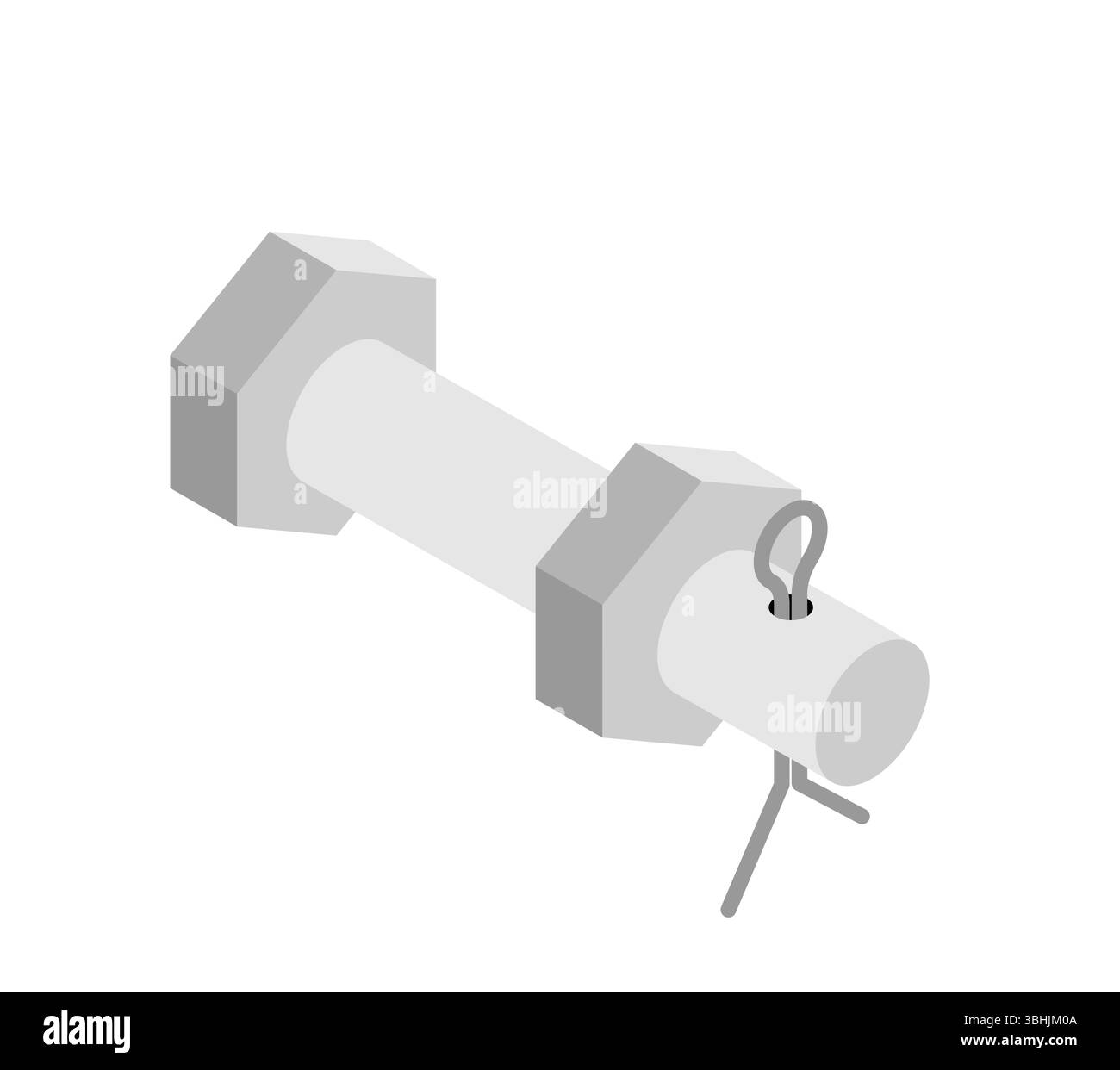 Goupille avec goupille fendue isolée signe. Connexion de gréement Illustration de Vecteur