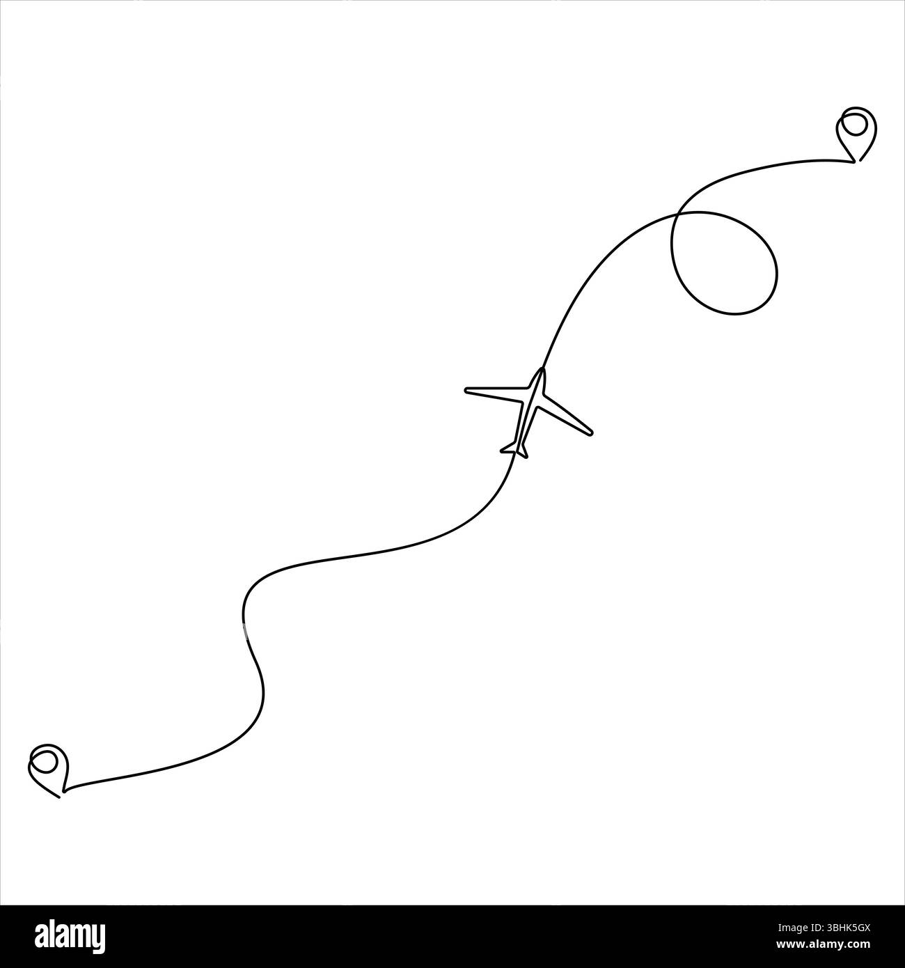 Dessin continu à ligne unique de vol vers le haut concept de trajectoire d'avion de voyage dans le monde et de vol international Illustration de Vecteur