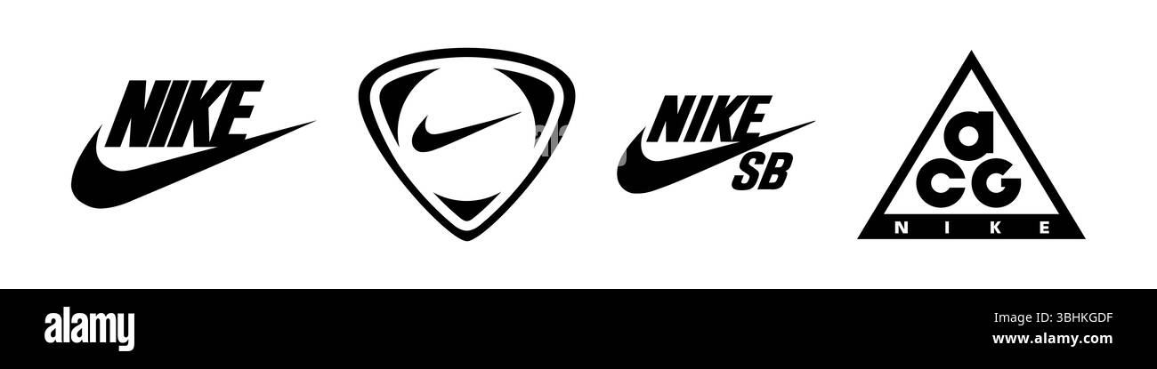 Icônes du logo de la marque Sport : logo Nike différent Illustration de Vecteur