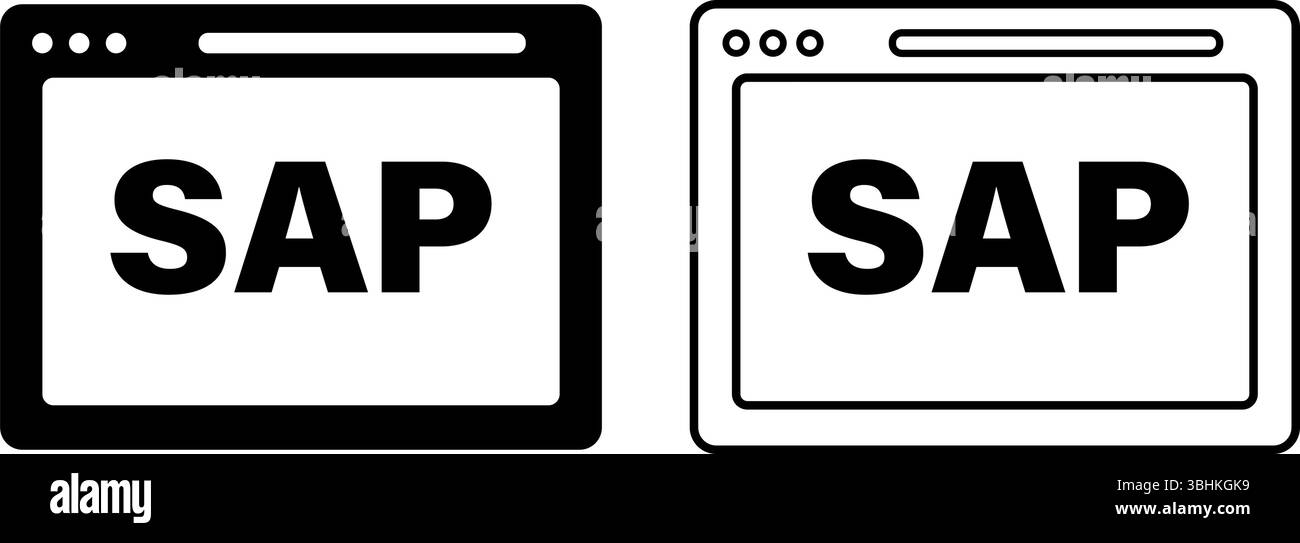 Jeu d'icônes d'ordinateur du navigateur SAP Illustration de Vecteur