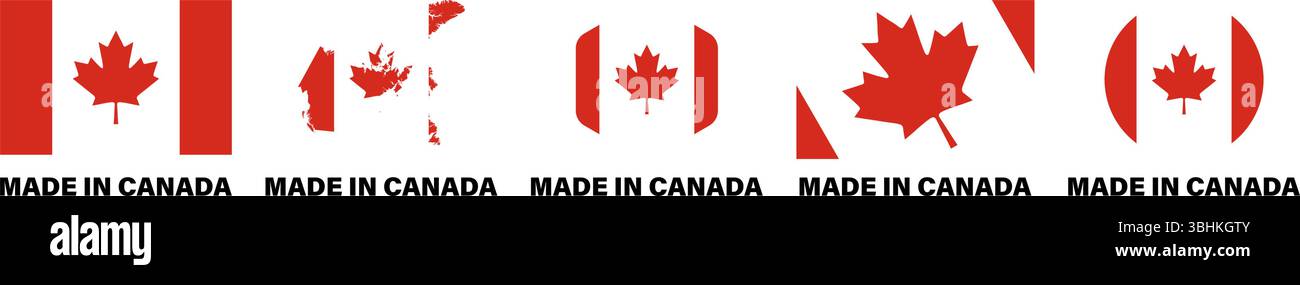 Fabriqué au Canada autocollants Icon Set Illustration de Vecteur