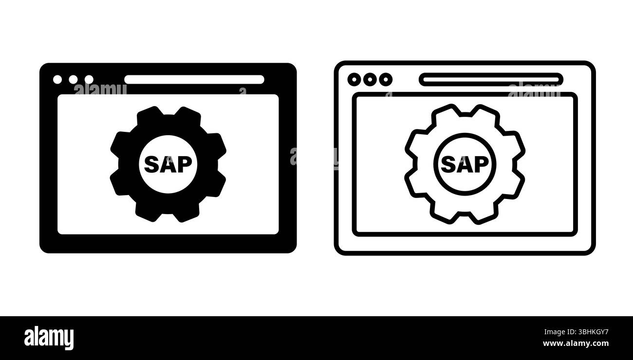 Jeu d'icônes d'ordinateur du navigateur SAP Illustration de Vecteur