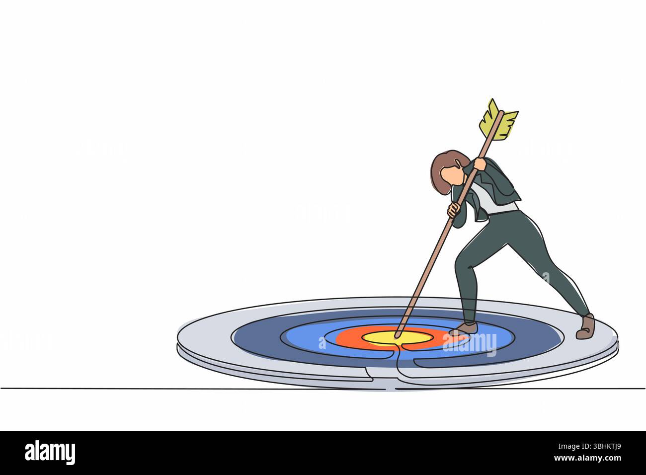 Stratégie de cible de marketing de dessin de ligne continue simple, but de marque de femme d'affaires avec flèche. Femme mignonne tenant la flèche, a touché la cible sur le sol. AC Illustration de Vecteur Stratégie de cible de marketing de dessin de ligne continue simple, but de marque de femme d'affaires avec flèche. Femme mignonne tenant la flèche, a touché la cible sur le sol. AC Illustration de Vecteur