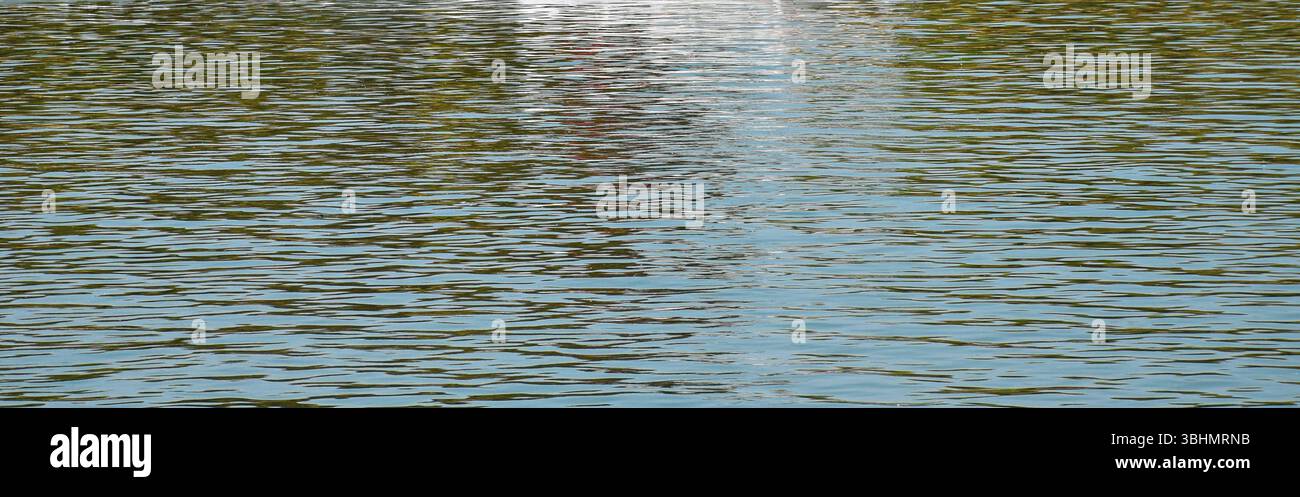 Gros plan sur les ondulations douces de la rivière avec des reflets naturels abstraits chatoyants en mouvement. Banque D'Images