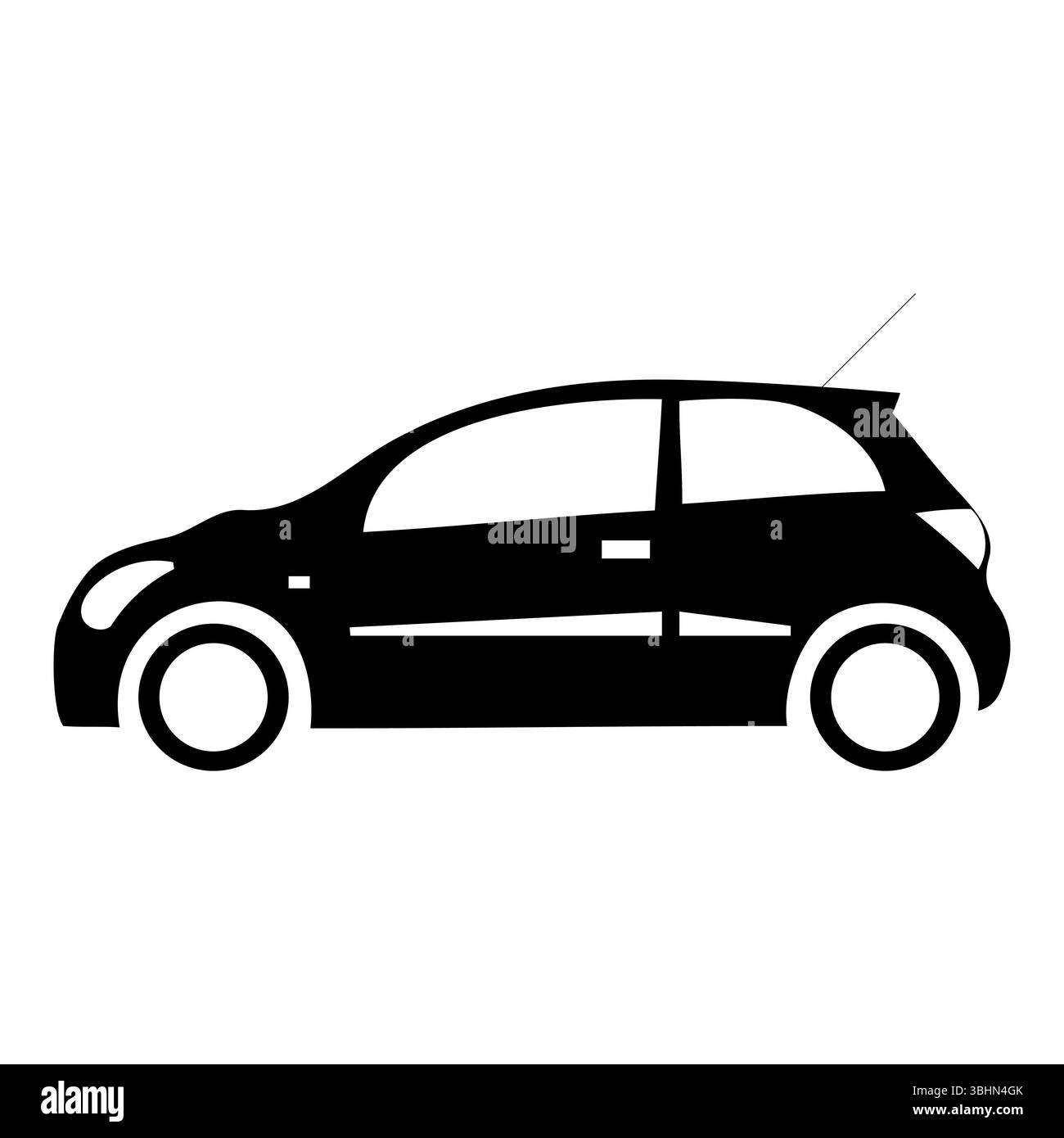 Icône petite voiture. Symbole de véhicule compact. Forme de profil noir. Illustration de voiture vectorielle. Illustration de Vecteur