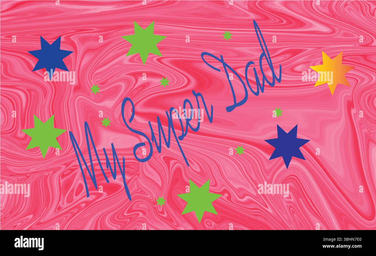 My Super Dad Vector Quote Design pour la fête des pères avec des étoiles colorées sur fond rouge marbre Illustration de Vecteur