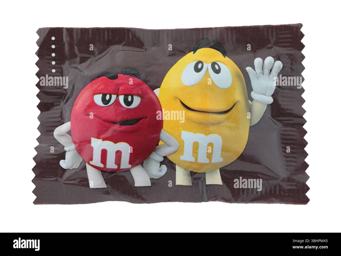 Pack de bonbons multicolores M et M, isolés sur fond transparent Banque D'Images