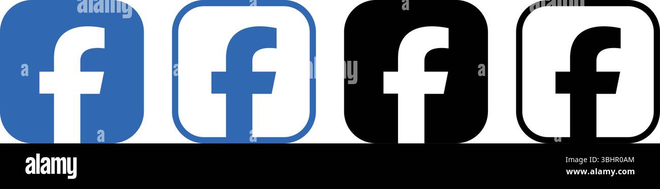 Ensemble de différentes icônes d'application Facebook, isolées sur un fond transparent, illustration vectorielle. Facebook est un service de médias sociaux et de réseautage social Illustration de Vecteur