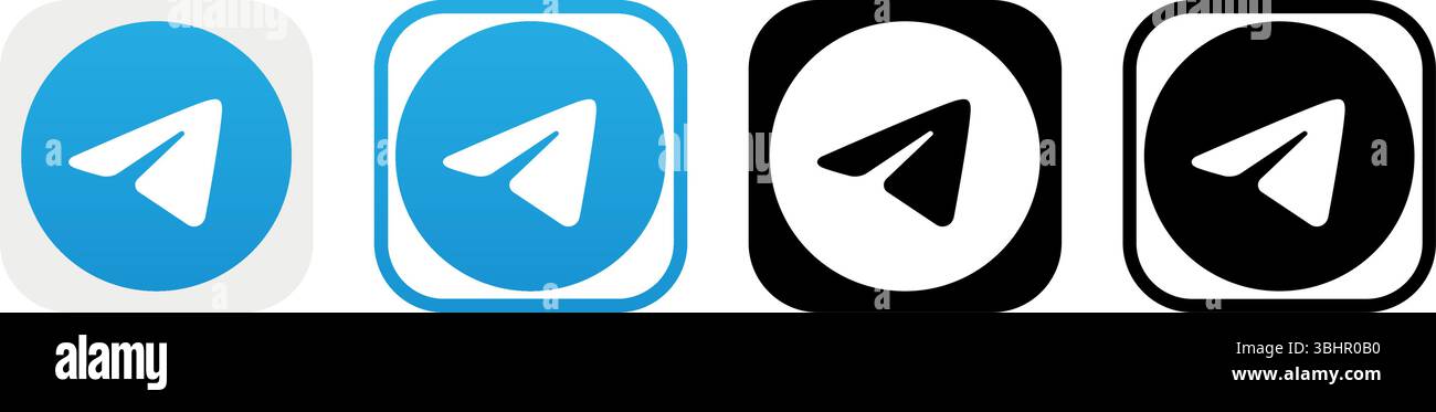 Ensemble de différentes icônes d'application mobile Telegram, isolées sur un fond transparent, illustration vectorielle. Telegram Messenger est un cloud, cross-plat Illustration de Vecteur