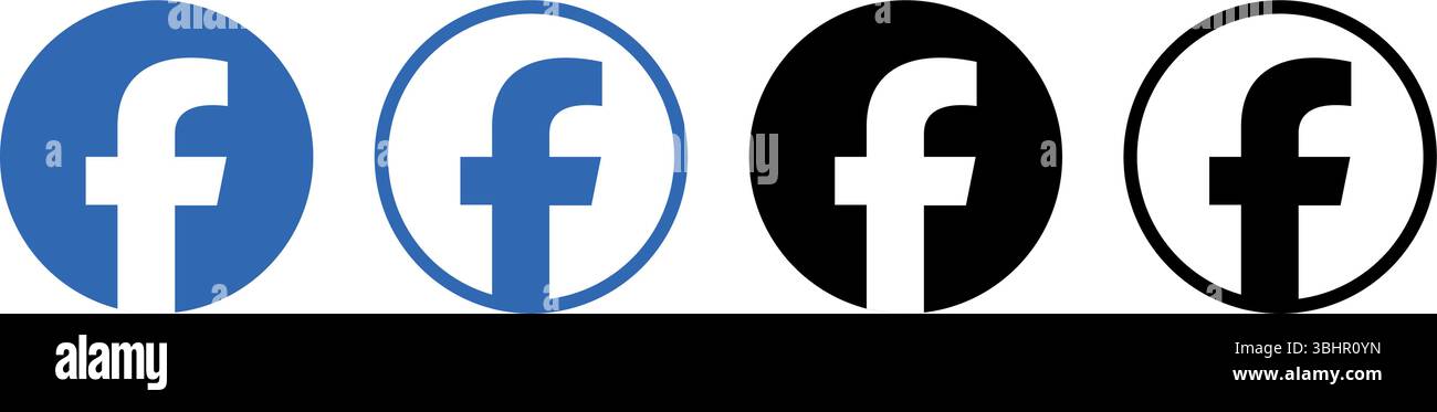 Ensemble d'icônes rondes différentes applications Facebook, isolées sur un fond transparent, illustration vectorielle. Facebook est un média social et un réseau social Illustration de Vecteur