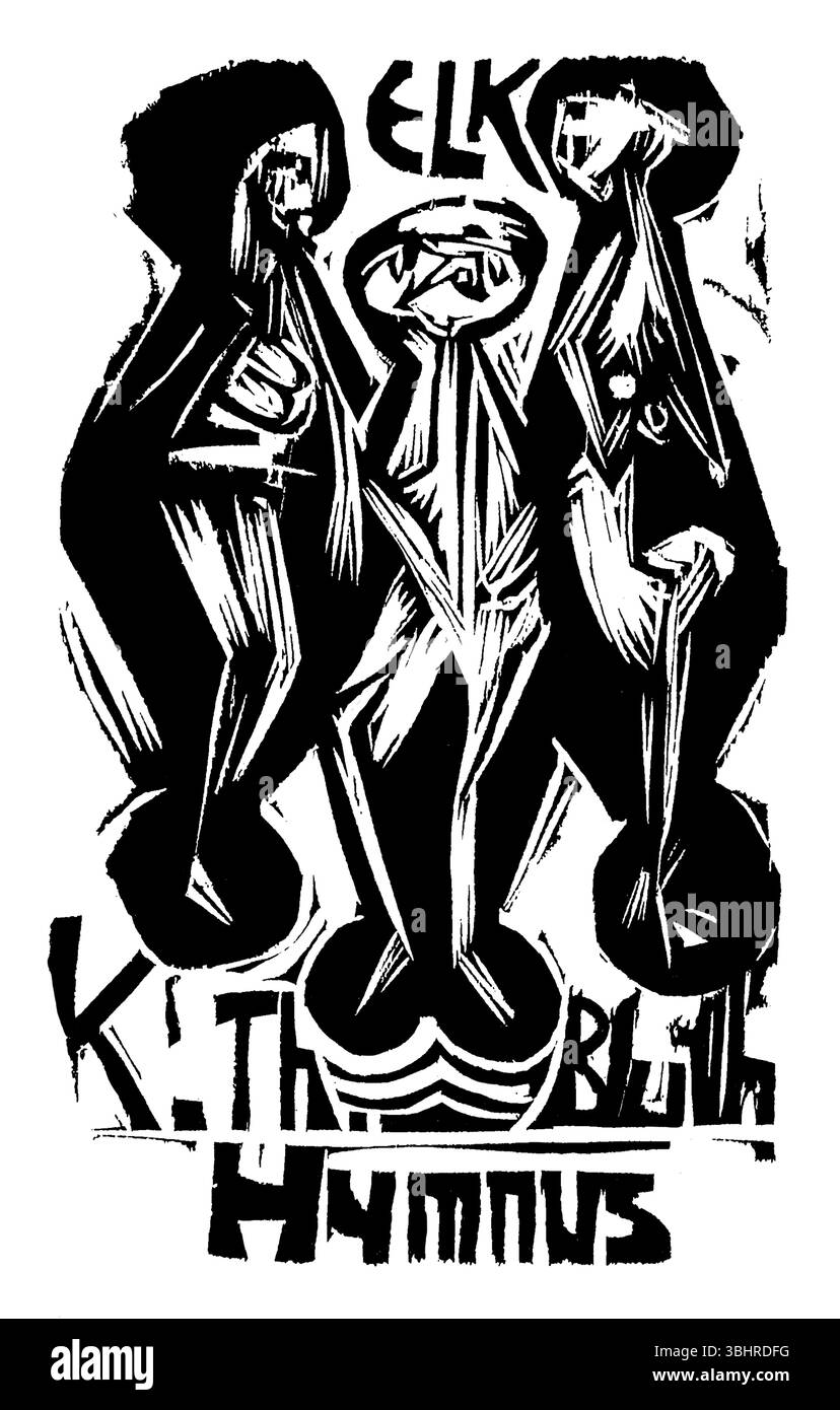 Hymne hymne par Ernst Ludwig Kirchner – 1920 scène religieuse expressionniste allemande, domaine public, tirage haute résolution Banque D'Images