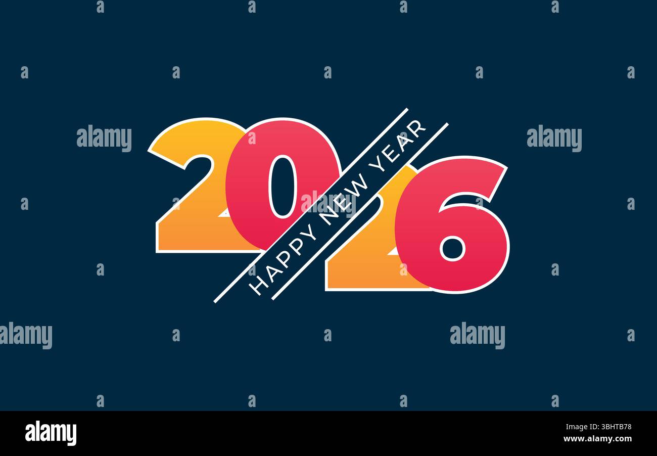 Simple 2026 bonne année. 2026 modèle de tamisage Illustration de Vecteur