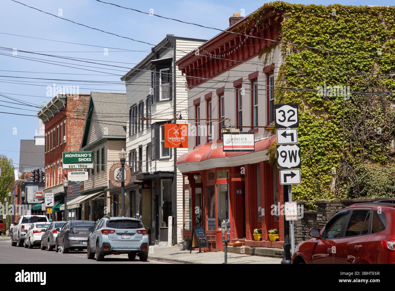 Quartier des affaires, Saugerties, Hudson Valley, État de New York. Banque D'Images