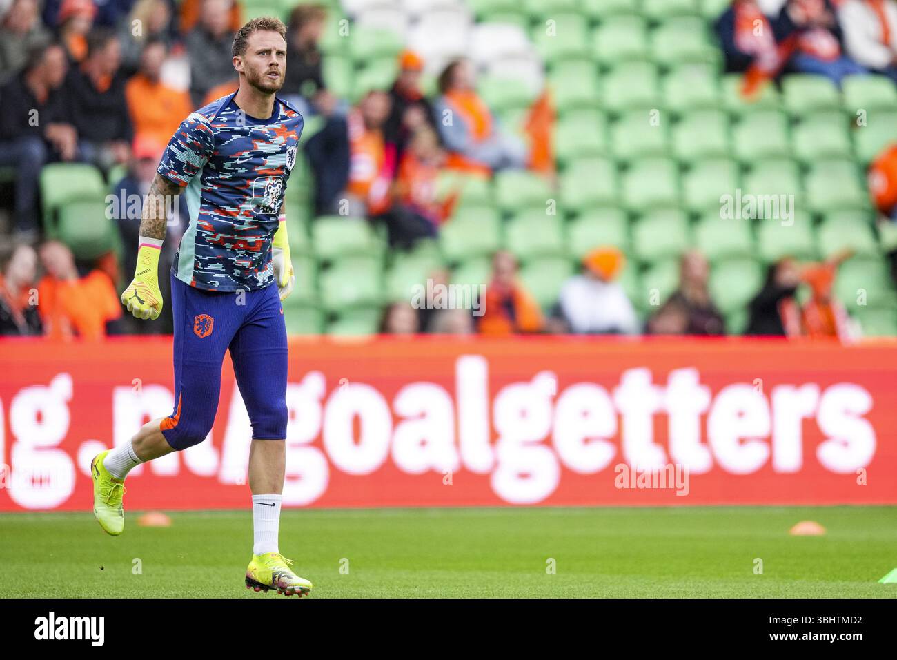GRONINGEN, 10-06-2025, stade Euroborg , European Qualifiers Football , saison 2024/2025. Match entre les pays-Bas et Malte. Gardien de but néerlandais Mark Flekken (photo Pro Shots/SIPA USA) Banque D'Images