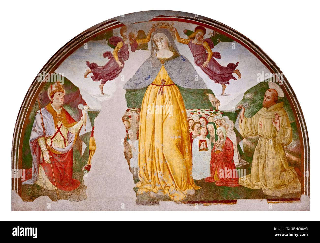 Madonna della Misericordia con S. Rufino e S. Francesco - affresco - Tiberio d'assise - 1503 - assise (PG), Pinacoteca Comunale Banque D'Images