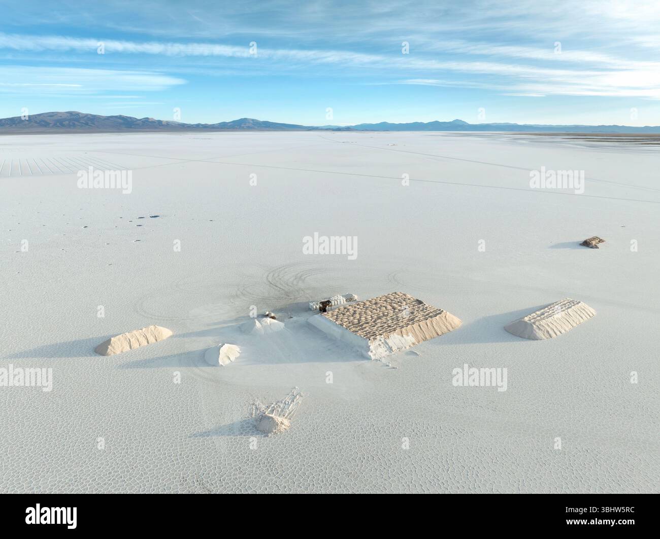 Vue aérienne de la Salinas grandes Salt Flat, Jujuy, Puna de Atacama, Argentine. Banque D'Images