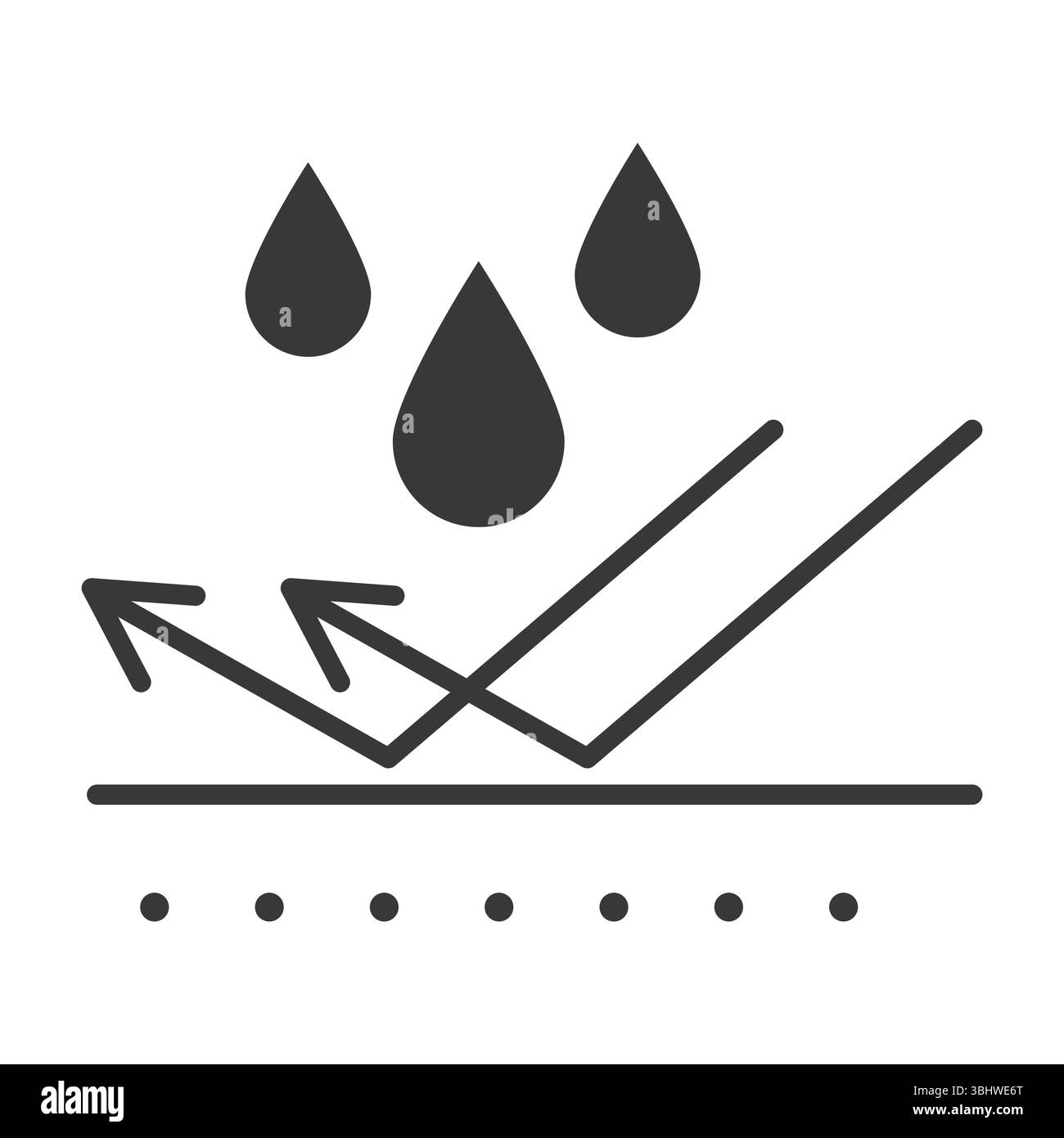 Imperméable icône protection de l'eau, protection de surface contre le liquide. Flèche de ligne et goutte d'eau. Symbole de protection contre les intempéries Matériau imperméable. Défense résistante simple. Illustration vectorielle Illustration de Vecteur