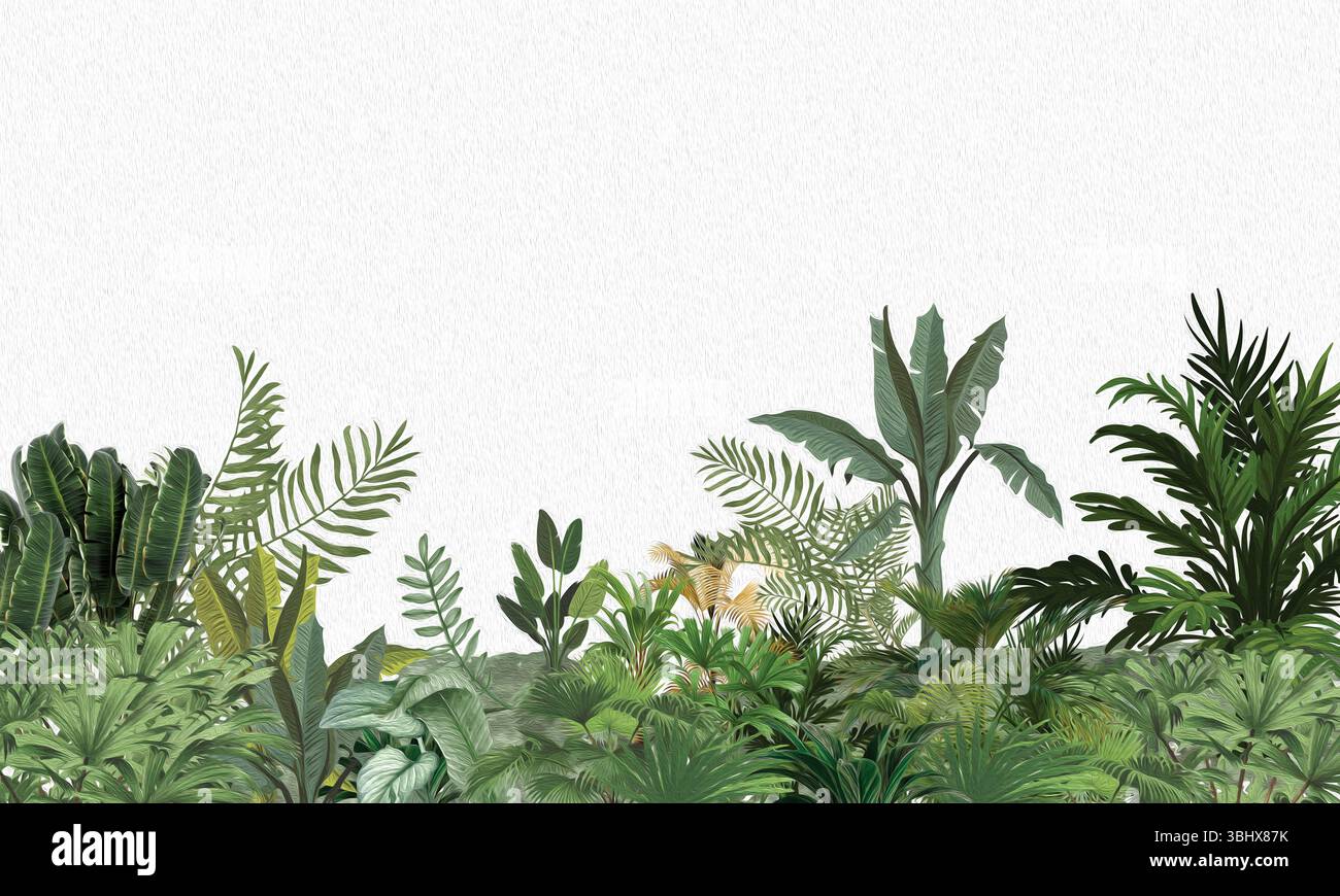 Bordure de mur de nature subtile : fond de premier plan de plantes exotiques vertes fanées Banque D'Images