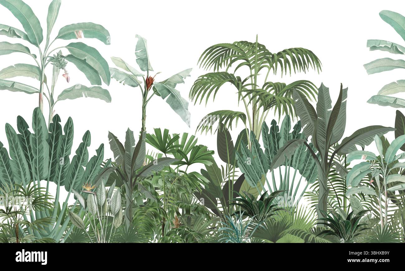 Mur nature subtile : fond de feuillage vert délavé pour les intérieurs calmes Banque D'Images