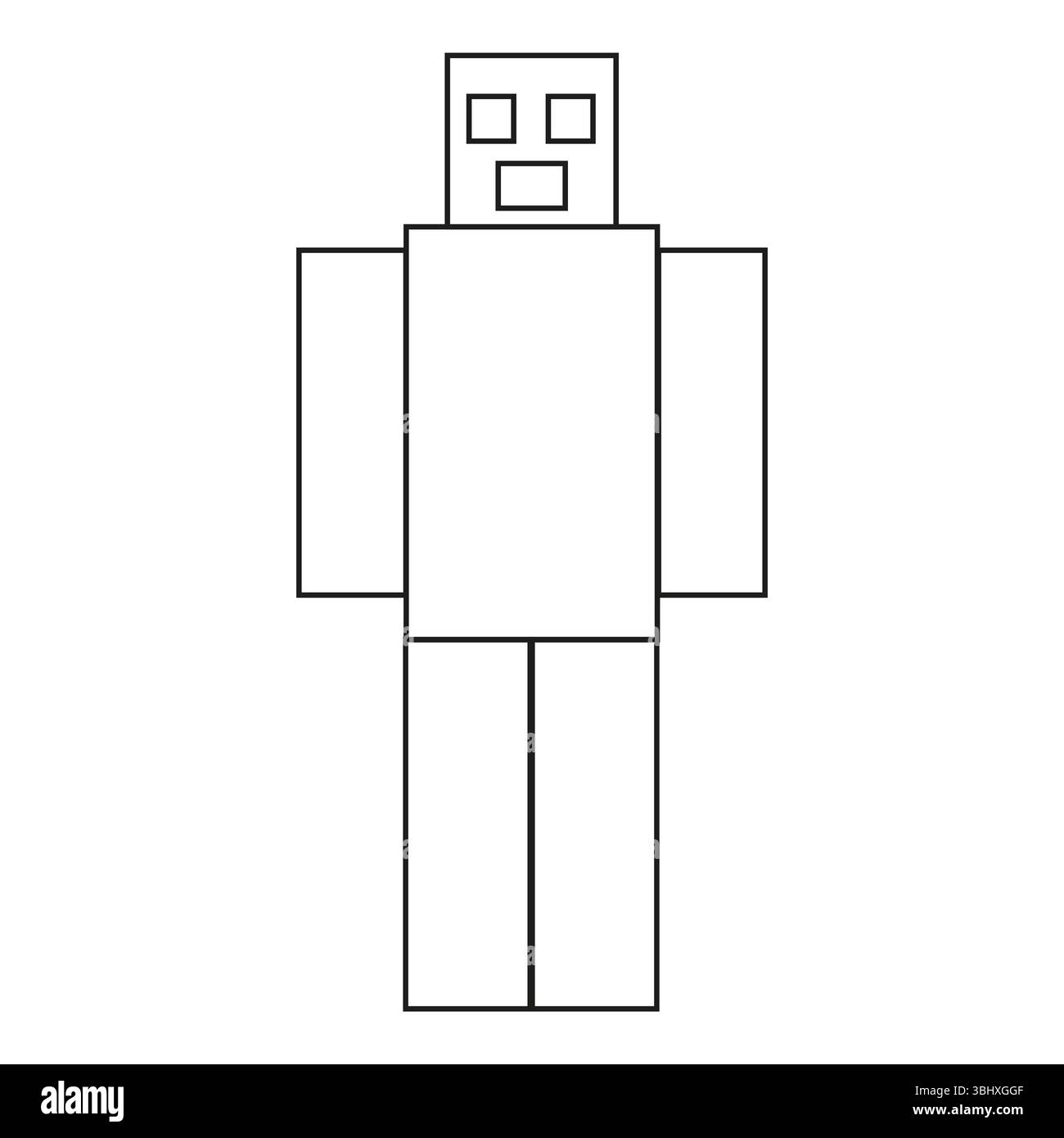 Icône robot. Corps de machine carré. Forme technique vectorielle. Caractère simple avec contour. Illustration de Vecteur