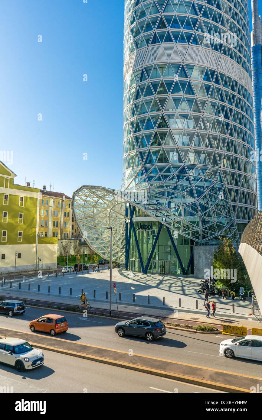 Vue du siège du Groupe Unipol, de la tour Unipol, du nouveau gratte-ciel de Milan, Lombardie, Italie. Banque D'Images