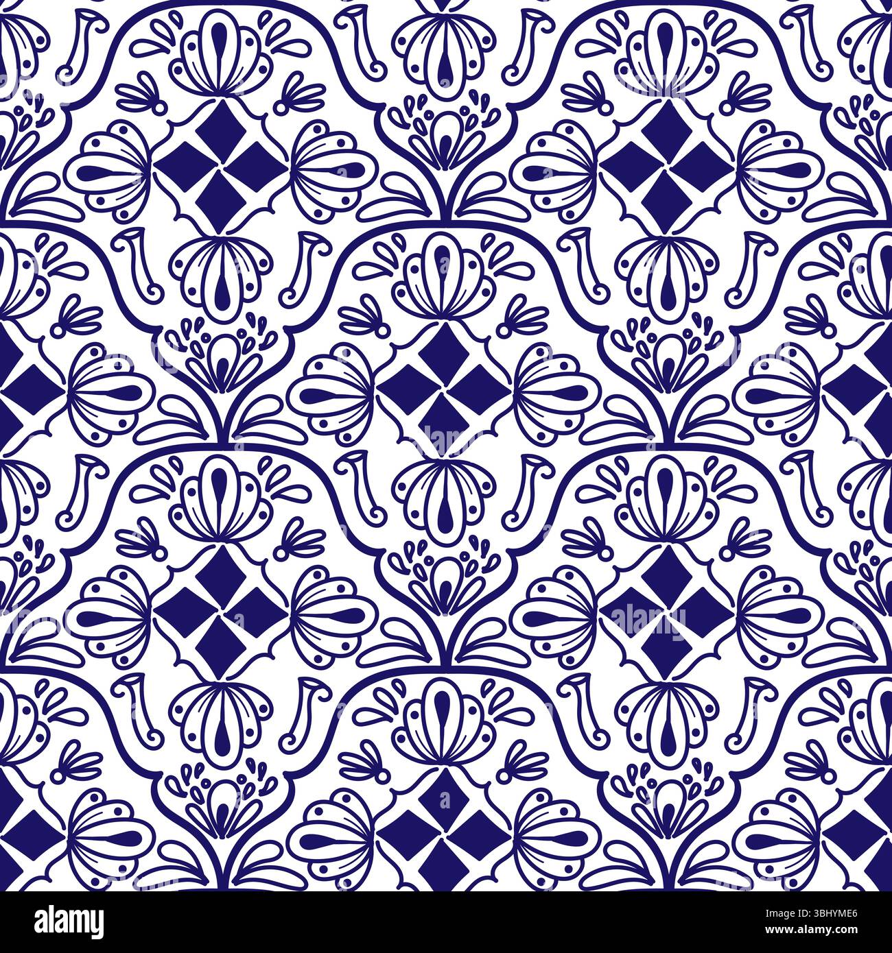 motif de répétition de crête de gribouillage de ligne Illustration de Vecteur