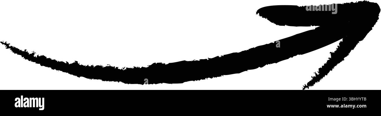 Trait d'encre de marqueur de flèche vectorielle dessiné à la main. Idéal pour surligner, accents de design et graphiques directionnels. Illustration de Vecteur