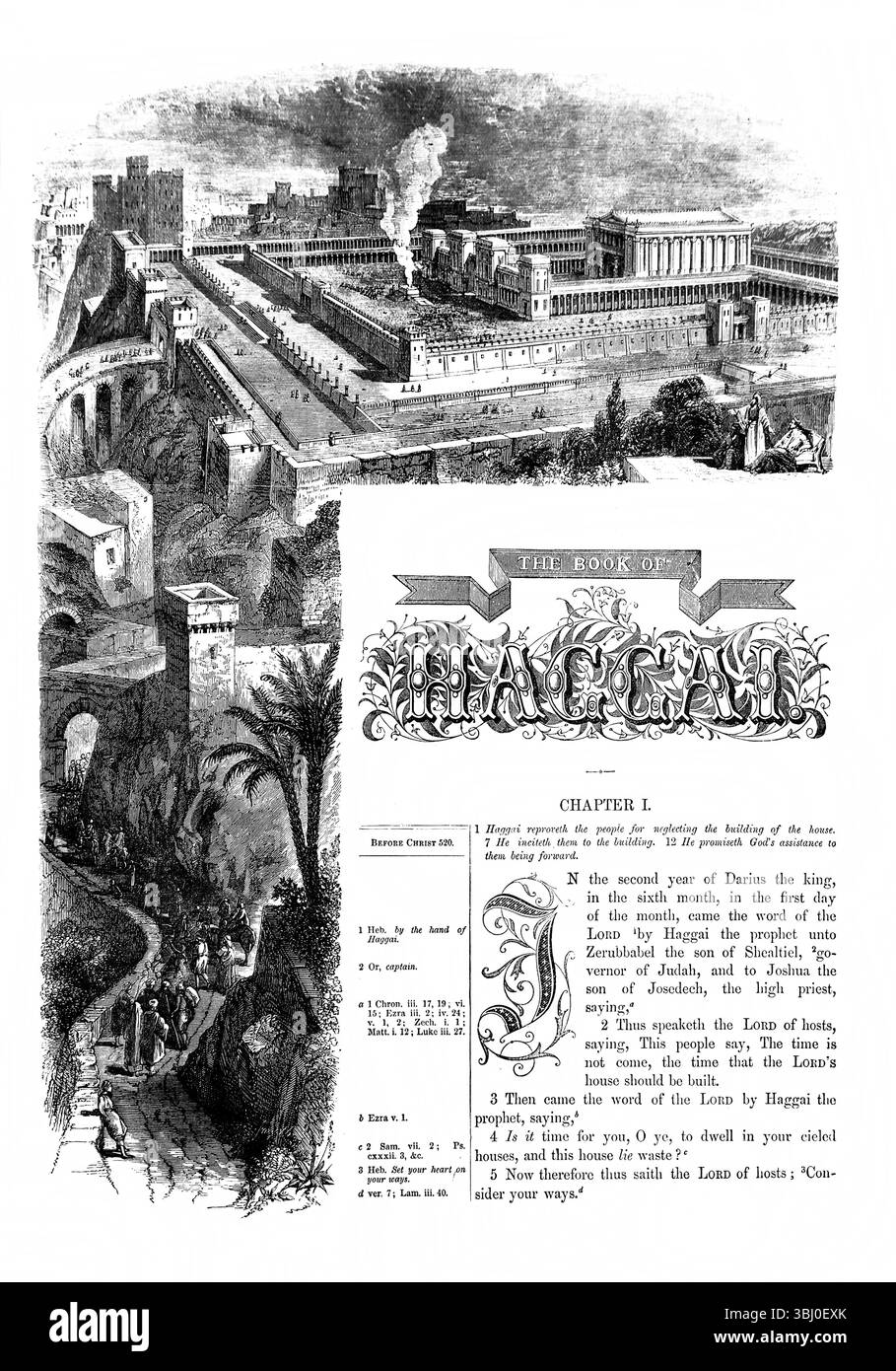 Page de titre du Livre de Haggai représentant le temple nouvellement construit de Jérusalem de l'ancien XIXe siècle la Sainte Bible contenant l'ancien et le Nouveau te Banque D'Images Page de titre du Livre de Haggai représentant le temple nouvellement construit de Jérusalem de l'ancien XIXe siècle la Sainte Bible contenant l'ancien et le Nouveau te Banque D'Images