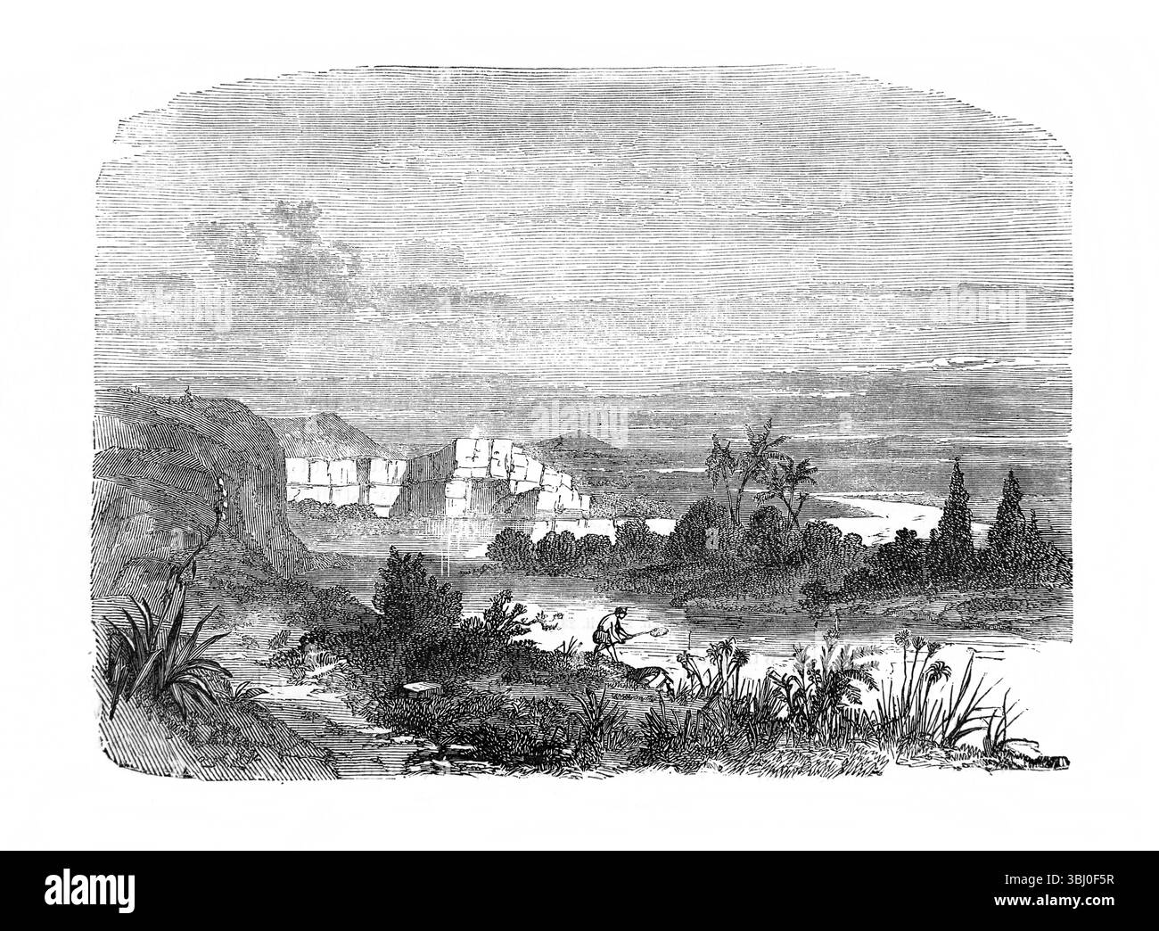 Illustration de la rivière Chebar à Babylone la scène de la vision d'Ezéchiel de l'ancien XIXe siècle la Sainte Bible contenant l'ancien et le Nouveau Testamen Banque D'Images