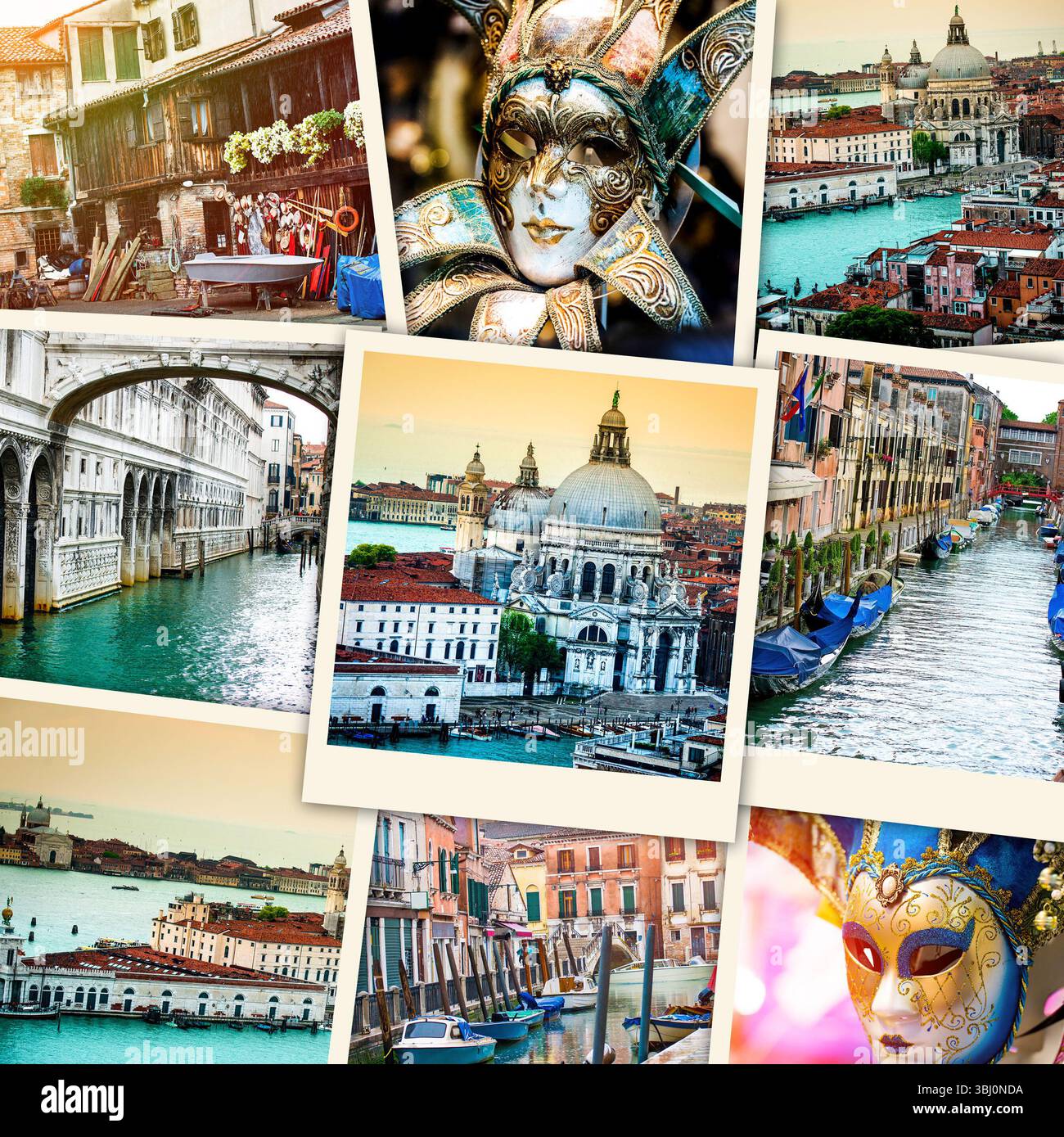 Collage de photos Polaroid de Venise Banque D'Images