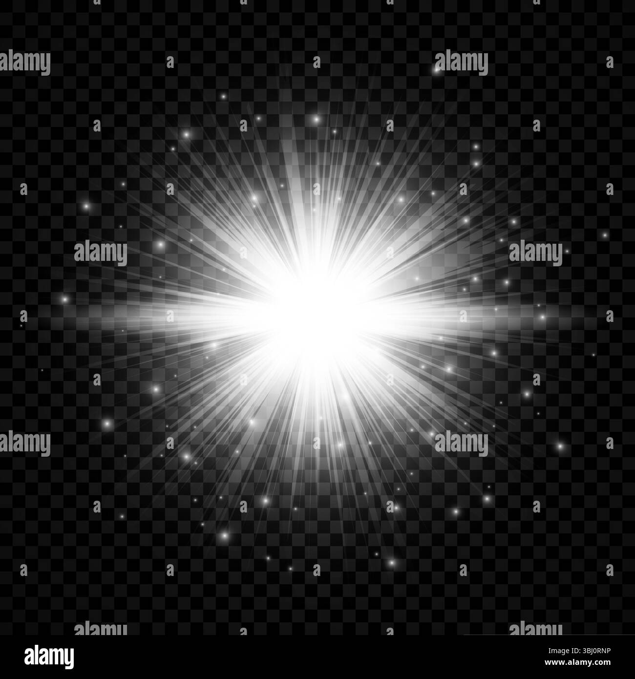 Effet lumineux des reflets de lentille. Lumières blanches brillantes effets d'étoiles avec des étincelles sur un fond transparent. Illustration vectorielle Illustration de Vecteur