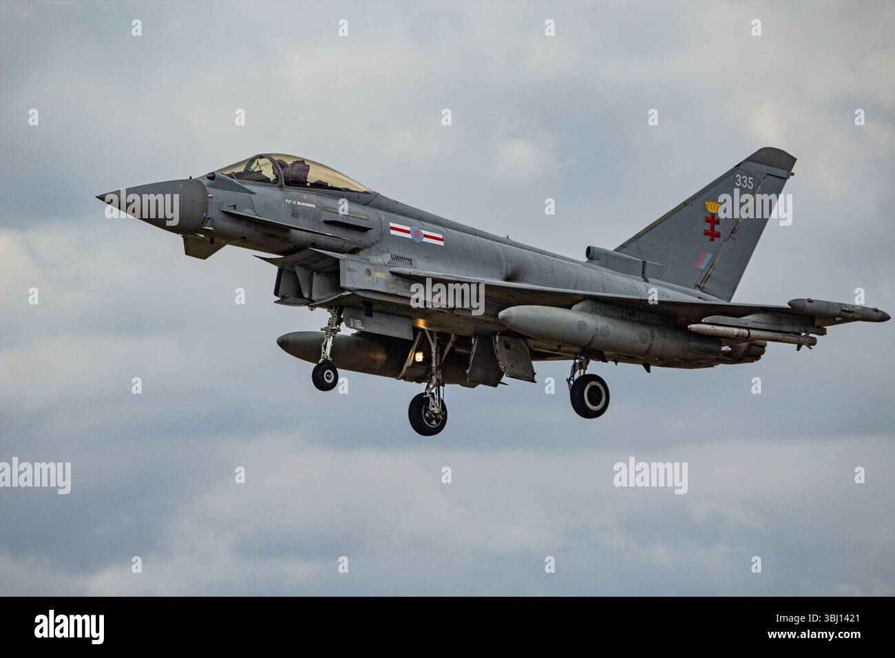 Eurofighter Typhoon, 29 Squadron RAF, débarquant à RAF Coningsby Banque D'Images