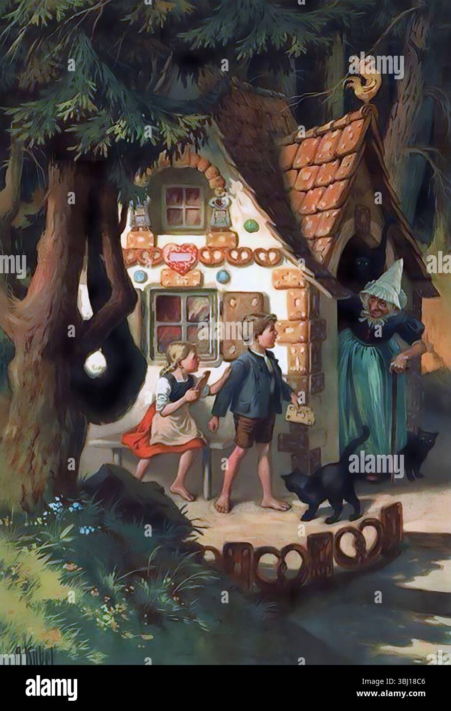 Hansel et Gretel. Illustration de Hansel et Gretel, un conte populaire allemand bien connu des Frères Grimm, par Otto Kubel (1868 – 1951), 1930 Banque D'Images