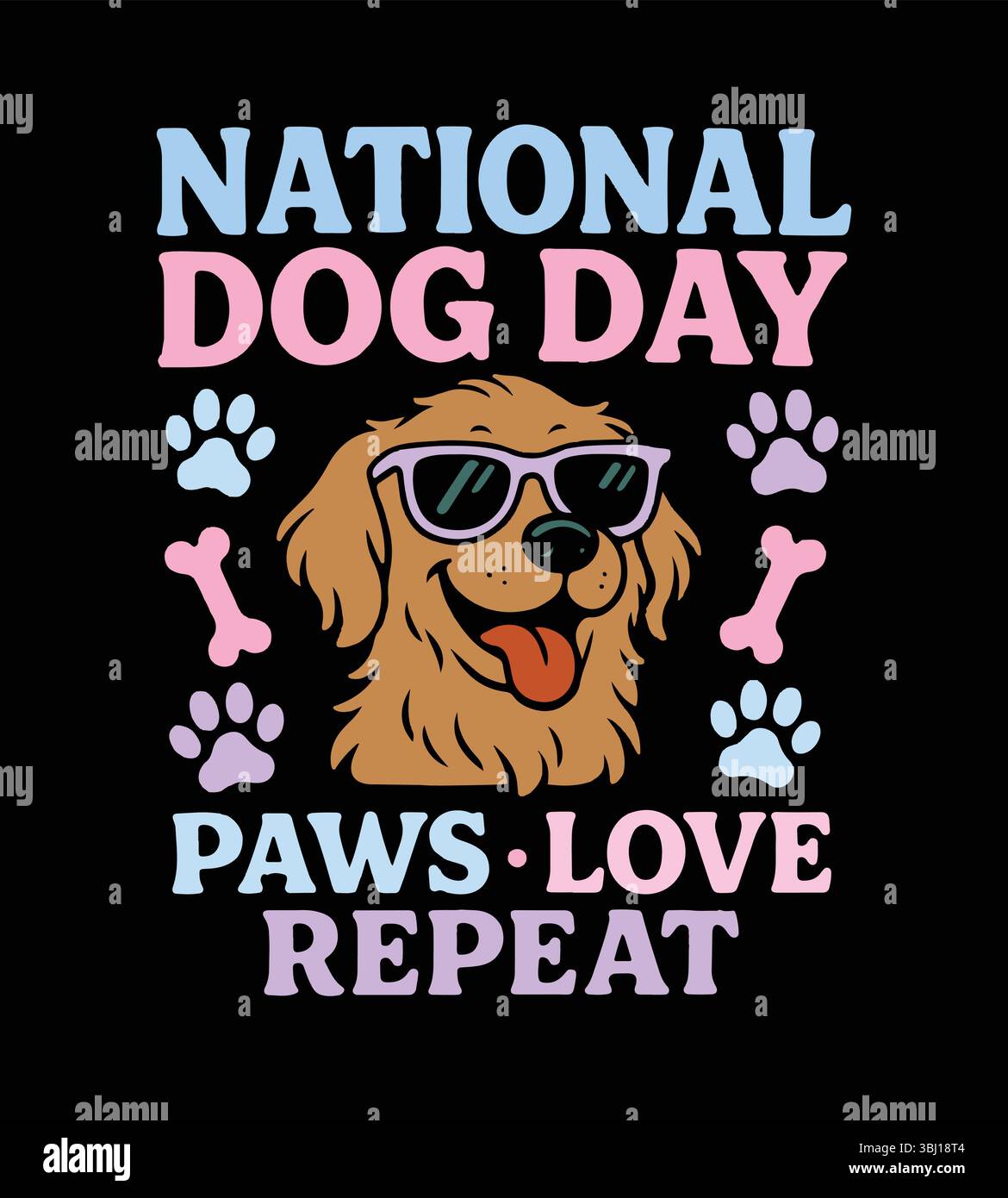 Célébration de la Journée nationale du chien - conception de T-shirt Illustration de Vecteur