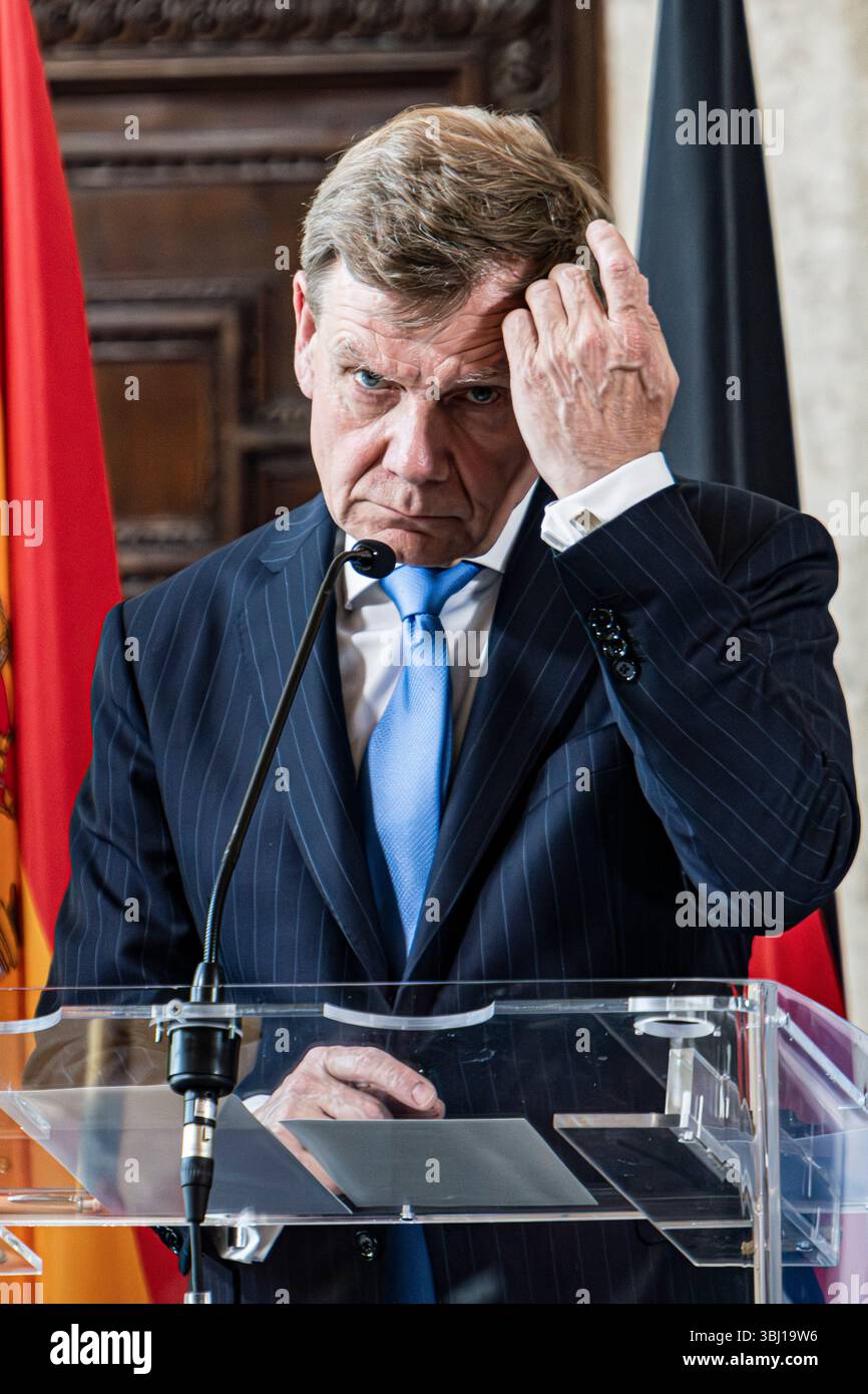 Rome, Italie. 12 juin 2025. Johann Wadephul, ministre allemand des Affaires étrangères à la réunion ministérielle « Weimar plus » organisée par le gouvernement italien à Villa Madama. Crédit : Rocco Pettini/Alamy Live News Banque D'Images Rome, Italie. 12 juin 2025. Johann Wadephul, ministre allemand des Affaires étrangères à la réunion ministérielle « Weimar plus » organisée par le gouvernement italien à Villa Madama. Crédit : Rocco Pettini/Alamy Live News Banque D'Images