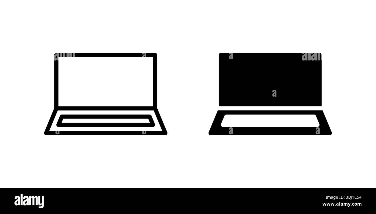 Jeu d'icônes d'ordinateur portable. Icône noire représentant un ordinateur portable, représentant une communication par ordinateur. Illustration de Vecteur
