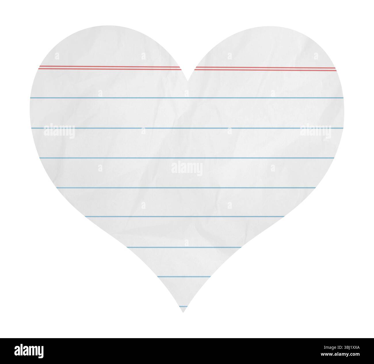 Morceau de papier en forme de coeur isolé sur blanc Banque D'Images