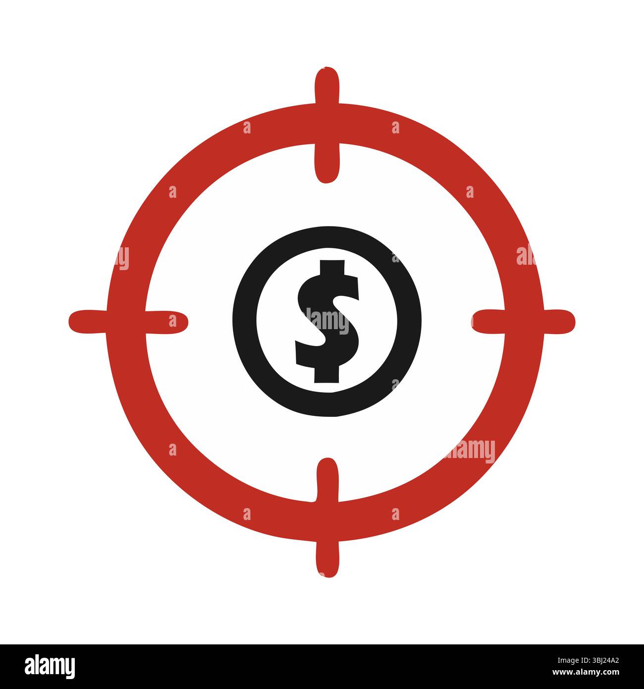 Target rouge et blanc avec affiche dollar noir au centre Illustration de Vecteur